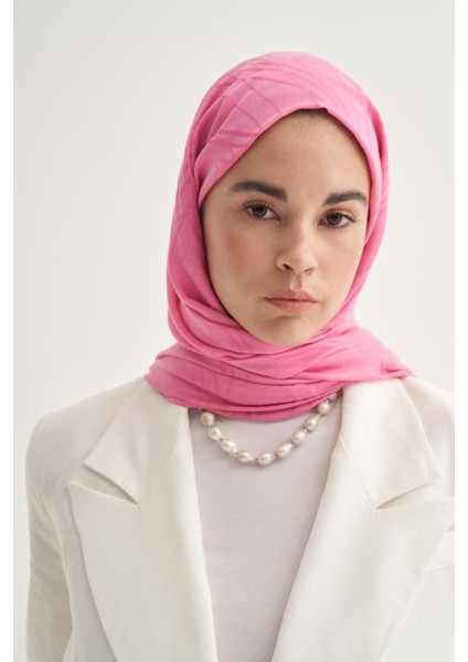 Simetrik Jakar Italyan Ipekli Şal Koyu Pembe modelleri