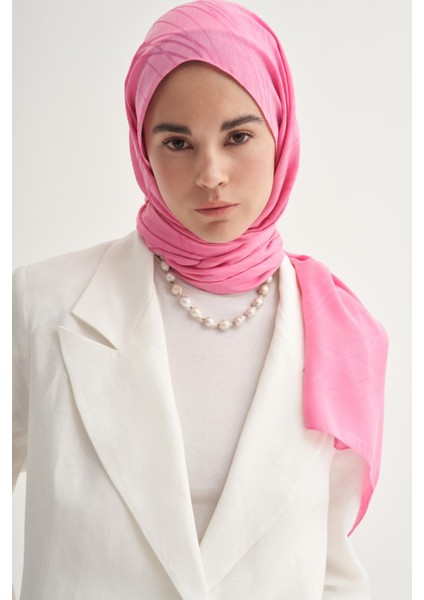 Simetrik Jakar Italyan Ipekli Şal Koyu Pembe fırsatları