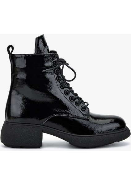 Kadın Hakiki Deri Siyah Kırışık Rugan Casual Bot 434 1305 Bn Bot SK25-26 Sıyah Krsk Rgn