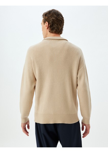 Kışlık Triko Kazak Yarım Fermuarlı Basic Dokulu Viskon Karışımlı fırsatları