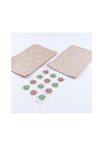 20 Adet Çam ve Kar Desenli Kese Kağıdı (18X30 Cm) ve Happy New Oluşan Set fiyatları