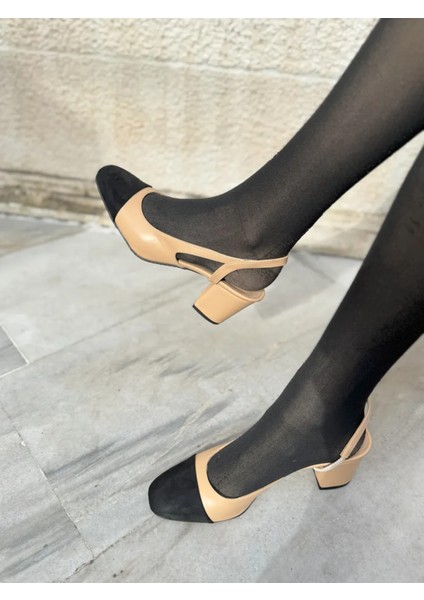 Alvea Kadın Süet Küt Burun Ayakkabı Zarif ve Modern Ön Tasarım