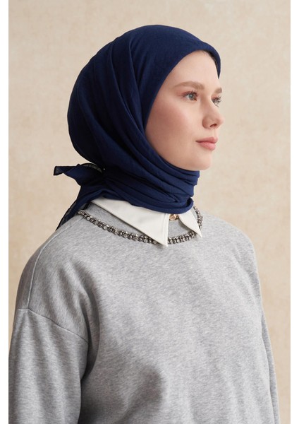 Organik Kırışık Eşarp Koyu Lacivert