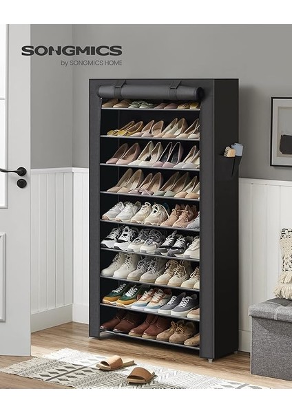 10 Katlı Ayakkabı Rafı 28X88X160 cm Ayakkabı Dolabı, Ayakkabı Depolama, Toz Geçirmez Kapaklı Ayakkabı Organizatörü, Yüksek Topuklu Spor Ayakkabı Için Uygun, Metal Raf, Siyah, RXJ36HV1 fiyatları
