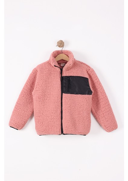 Çocuk Lastik Manşetli Fermuarlı Unisex Kuzu Wellsoft Peluş Ceket