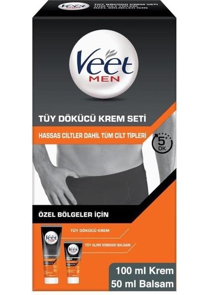 Veet Men Özel Bölgeler Için Krem & Balsam Tüy Dökücü Krem Seti 100 + 50 ml fiyatları