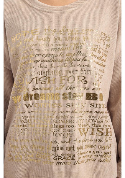 Kadife Yaldız Yazılı Bluz fırsatları