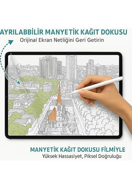 Galaxy Tab S9/S9FE/S8/S7 Uyumlu Mıknatıslı Paper-Like Tablet Ekran Koruyucu Kağıt Hissiyatlı fırsatları