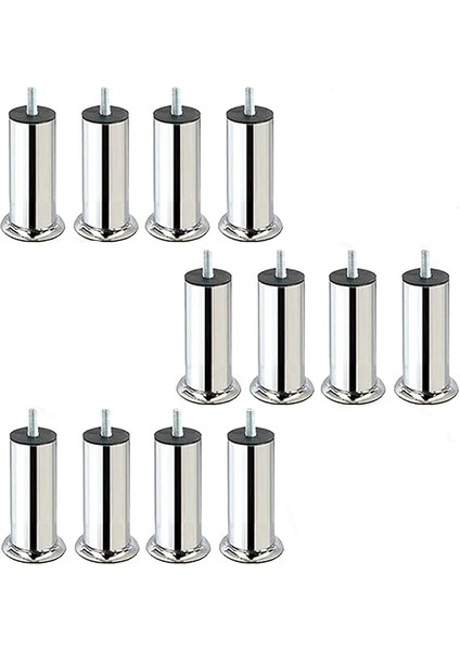 Mobilya Kanepe Baza Koltuk Destek Ayağı M8 Civata Ince Diş Krom Ayak 15 cm (12 Adet)