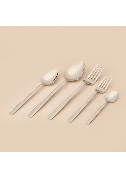 30 Parça Paslanmaz Çelik Çatal Kaşık Seti - Gri