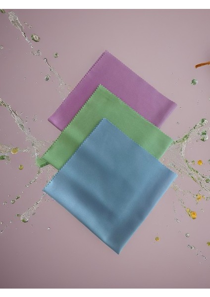 Aliva's Premium Mikrofiber Cam ve Ayna Bezi- Sihirli Temizlik Bezi 40 X40 Cm-Mor Mavi Yeşil Renk 3 Adet