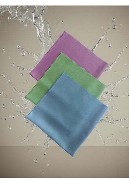 Aliva's Premium Mikrofiber Cam ve Ayna Bezi- Sihirli Temizlik Bezi 40 X40 Cm-Mor Mavi Yeşil Renk 3 Adet modelleri
