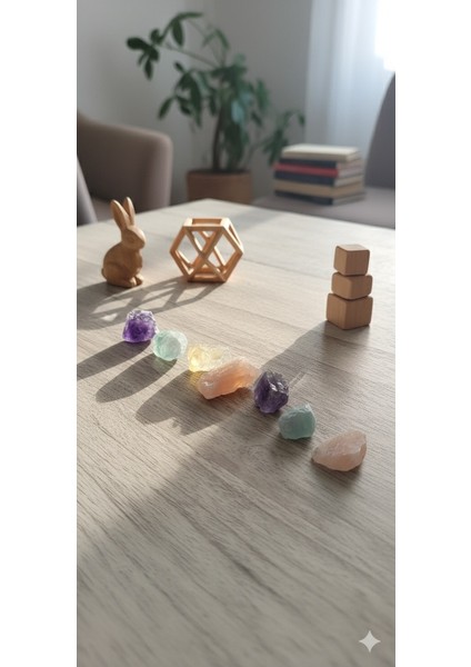 Doğal Taş Şifa Seti – Ametist, Aventurin, Sitrin ve Kaya Tuzu Enerji Kristalleri, Ruhsal Denge ve Arınma Taşları fırsatları