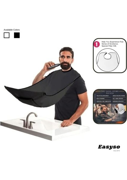 Easyso Siyah Sakal Kesme Örtüsü, Siyah, Standart Boy Saç Kesme Önlüğü Vantuzlu Pratik Tıraş Önlüğü Çok Amaçlı Yer Kaplamaz Kolay Temizlenir Tela Kumaş modelleri