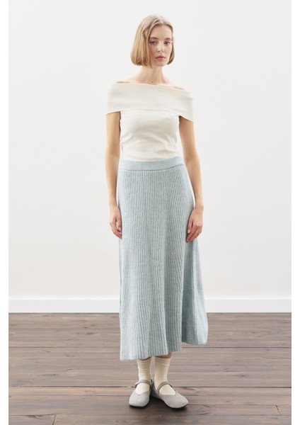 Triko Kloş Etek Mavi fırsatları