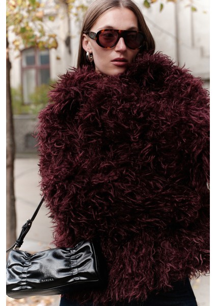 Mara Kürk Ceket Bordo