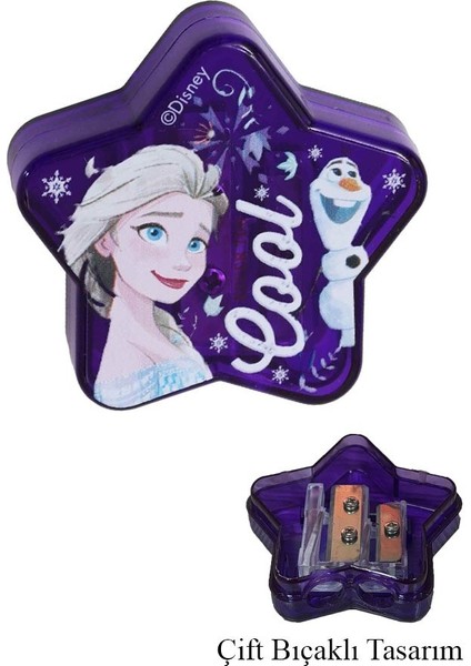 2 Li Kalemtraş Yıldız 2 Adet Karlar Kraliçesi Elsa Geniş Hazneli Çift Bıçaklı Kalem Traş No6 Figürlü Jumbo Kalemtıraş fiyatları