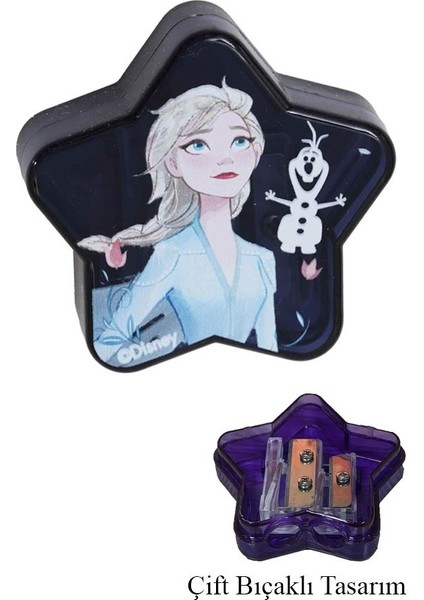 2 Li Kalemtraş Yıldız 2 Adet Karlar Kraliçesi Elsa Geniş Hazneli Çift Bıçaklı Kalem Traş No6 Figürlü Jumbo Kalemtıraş modelleri