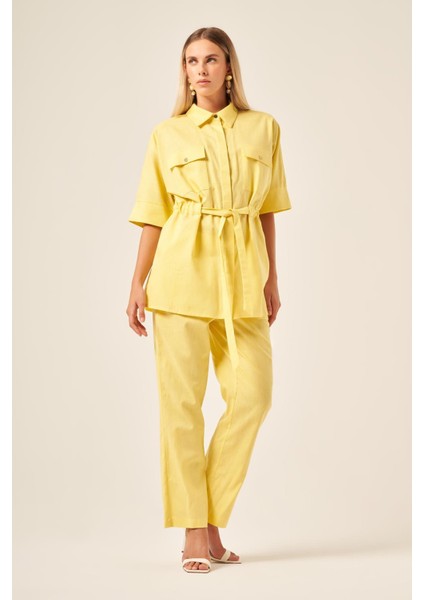 Ftz Kadın Keten Takım Sarı 31196 fırsatları