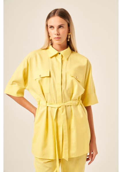 Ftz Kadın Keten Takım Sarı 31196
