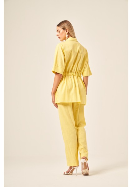 Ftz Kadın Keten Takım Sarı 31196