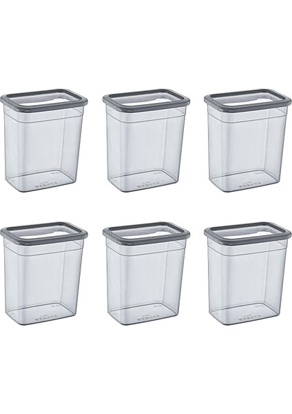 6&apos;lı Setskali Dikdörtgen Saklama Kabı 2350 ml - Antrasit, Çok Amaçlı Saklama Kabı