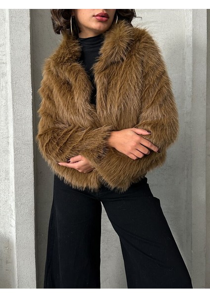 Kahve Kadın Suni Kürk Mont Modern Premium Luxury Trend Tasarım Ceket fırsatları