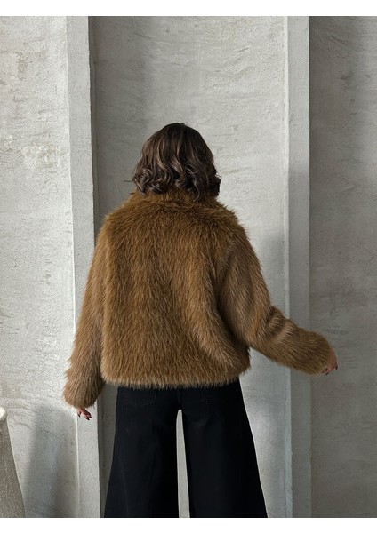Kahve Kadın Suni Kürk Mont Modern Premium Luxury Trend Tasarım Ceket indirimleri