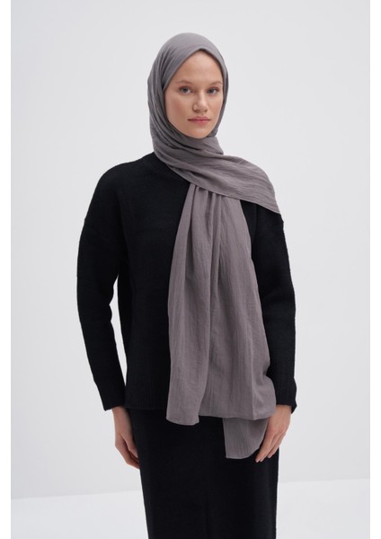 Organik Kırışık Şal Küllü Gri