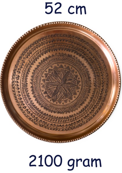 52 cm El Işlemeli Otantik Desenli Kalın Urfa Bakır Tepsi - BAKIR-TPS450 fiyatları