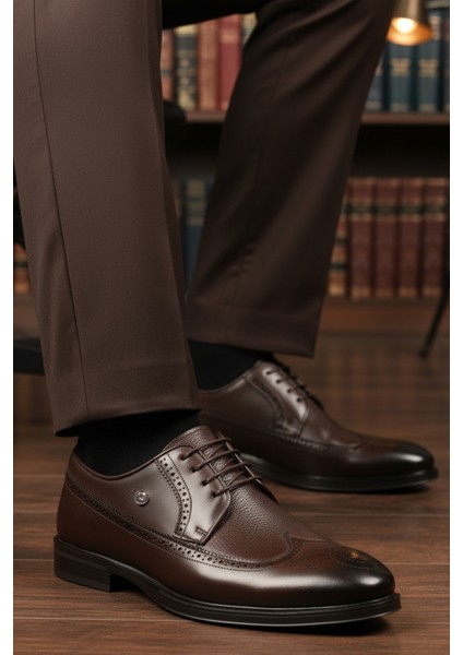 Kahverengi Hakiki Deri Erkek Klasik Ayakkabı modelleri