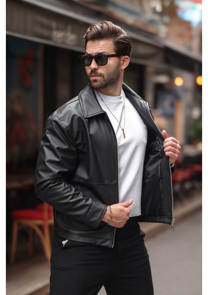 Erkek Yeni Sezon Premium Çift Fermuarlı Oversize Deri Ceket fiyatları