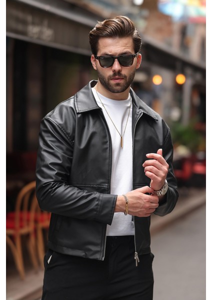Erkek Yeni Sezon Premium Çift Fermuarlı Oversize Deri Ceket modelleri