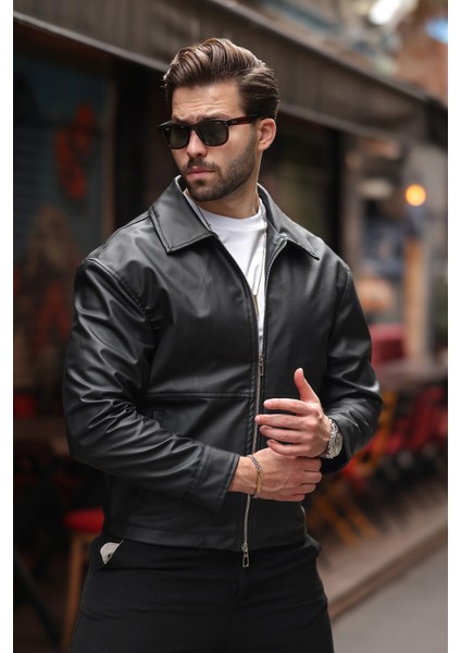 Erkek Yeni Sezon Premium Çift Fermuarlı Oversize Deri Ceket indirimleri