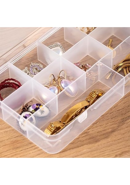 ORG-600 Çok Amaçlı Bölmeli Şeffaf Kutu Organizer Kapaklı Boncuk Takı Kutusu Takı Düzenleyici modelleri