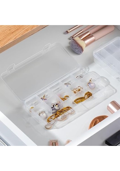 ORG-600 Çok Amaçlı Bölmeli Şeffaf Kutu Organizer Kapaklı Boncuk Takı Kutusu Takı Düzenleyici fırsatları