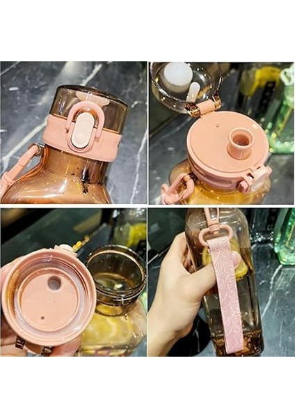 Spor Su Şişesi, Sızdırmaz 1l Spor Şişesi, Bpa Içermeyen Spor Su Şişeleri, Şeffaf Kare Su Şişesi, Fitness, Kamp, Doğa Sporları Için Taşınabilir Su Şişesi (Pembe) fiyatları