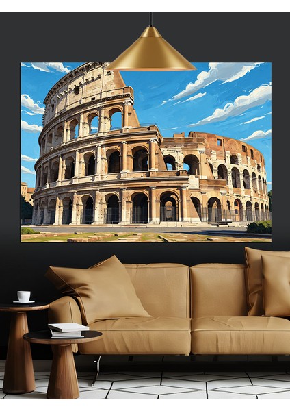 Italya Roma Kolezyum Tarih Dekoratif Kanvas - Mdf Ahşap Tablo