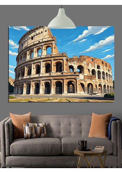 Italya Roma Kolezyum Tarih Dekoratif Kanvas - Mdf Ahşap Tablo modelleri