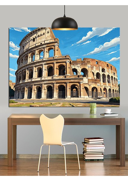 Italya Roma Kolezyum Tarih Dekoratif Kanvas - Mdf Ahşap Tablo fırsatları