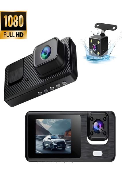 Wi-Fi App Destekli 1080P 3 Kameralı Araç Içi Araba Kamerası | Gece Görüşü & 140° Geniş Açı Dvr