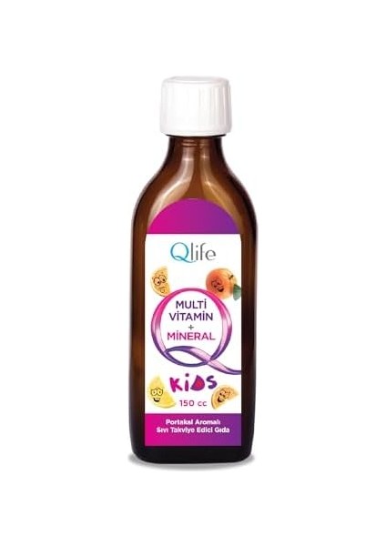 Qlife Multivitamin Mineral Kids Portakal Aromalı Şurup 150 ml