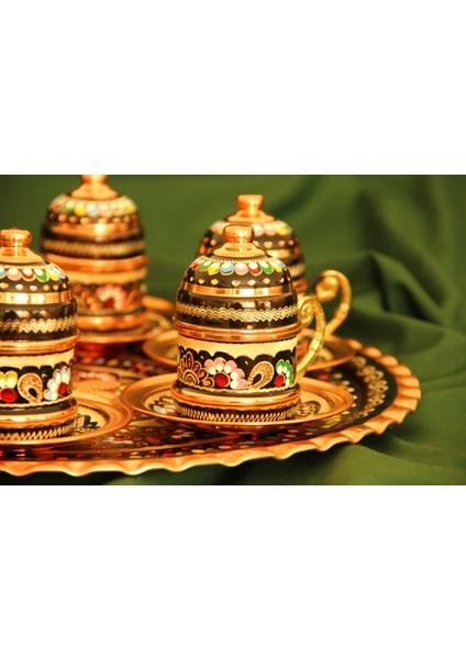 El Yapımı Bakır Kahve Takımı, 6 Kişilik Kahve Takımı, Erzincan Kahve Takımı fiyatları