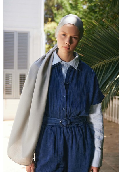 Şantuk Çift Taraflı Ipekli Şal Açık Gri