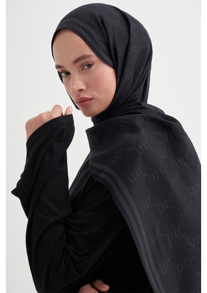 Grace Monogram Floş Şal Siyah