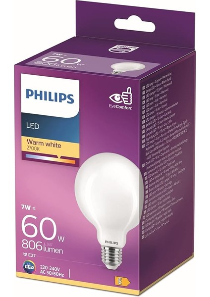 LED Classic 60W G93 E27 Sarı Işık Dim Edilmez LED Ampul