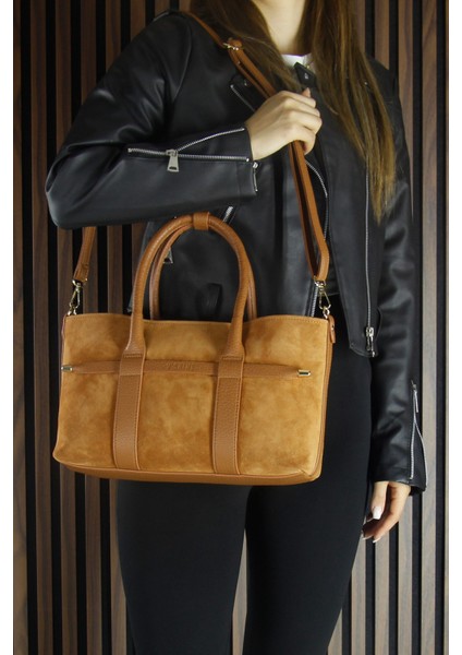 Taba Hakiki Dana Süet Fermuarlı Üç Bölmeli Iç Cepli Askılı Orta Boy Günlük Omuz Çantası indirimleri