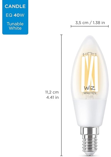 Wi-Fi 40W Sarı/beyaz Şeffaf Cam Mum Tipi Akıllı Ampul C35 E14 modelleri