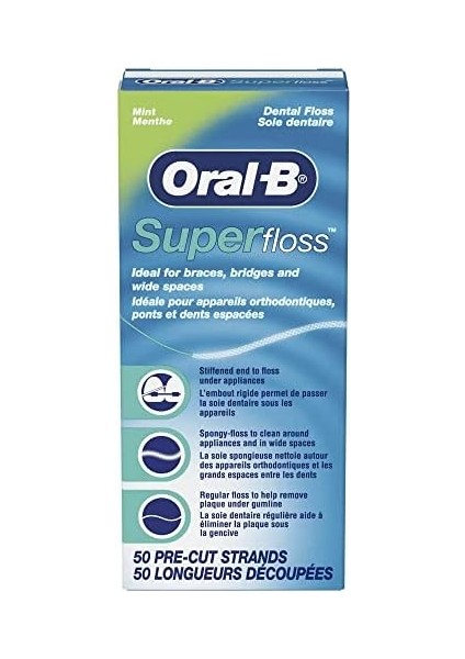 Oral-B Super Floss Önceden Kesilmiş Teller Diş Ipi, Nane, 50 Adet fiyatları