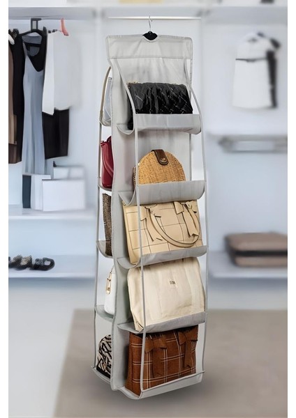 Çanta ve Ayakkabı Düzenleyici 10 Cepli, Dolap Içi Askılı Pencereli Çanta Cüzdan Ayakkabı Organizer indirimleri